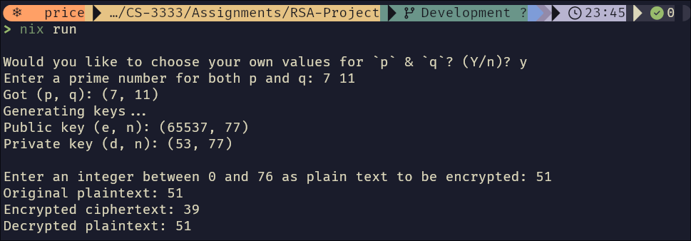 Example with choosing our own p and q values